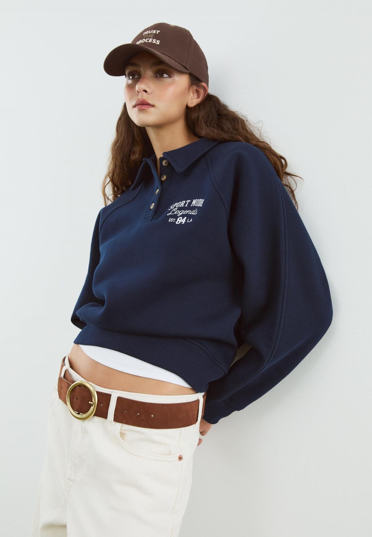 스트라디바리우스 테크니컬 폴로 버튼 맨투맨 6638/878 NAVY BLUE - 상세 이미지 5