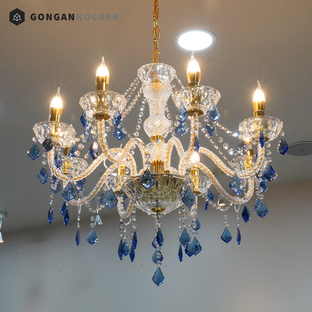 샹들리에 조명 샹드리에 대형 거실 크리스탈 샹제리제 8등 블루