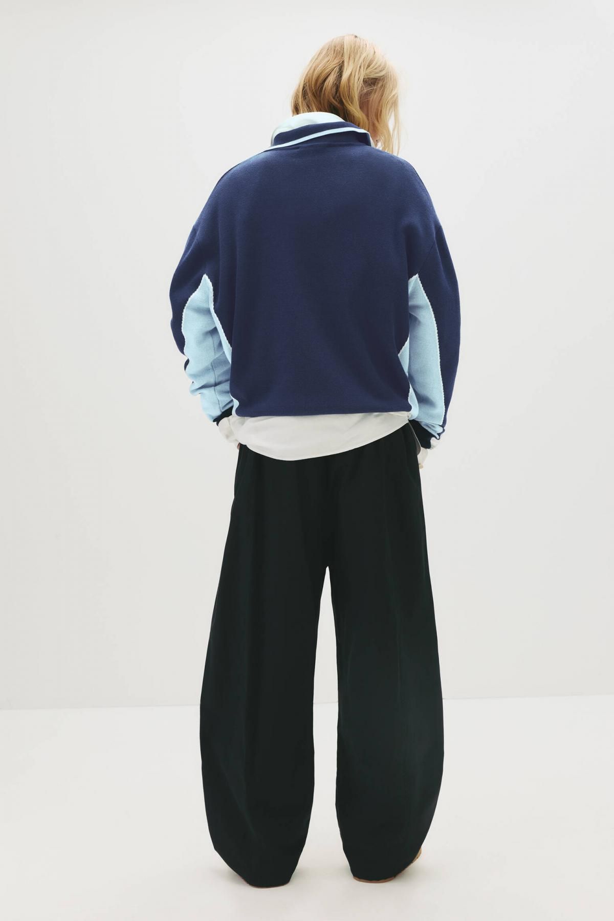 풀앤베어 배색 폴로 칼라 로고 니트 스웨터 7550/359 NAVY - 상세 이미지 3