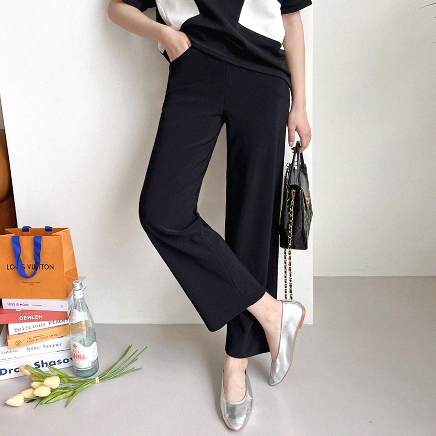 여성 와이드 밴딩 팬츠 슬랙스 봄가을 간절기 편한바지 원데이핏 ONeday fit - 상품 이미지