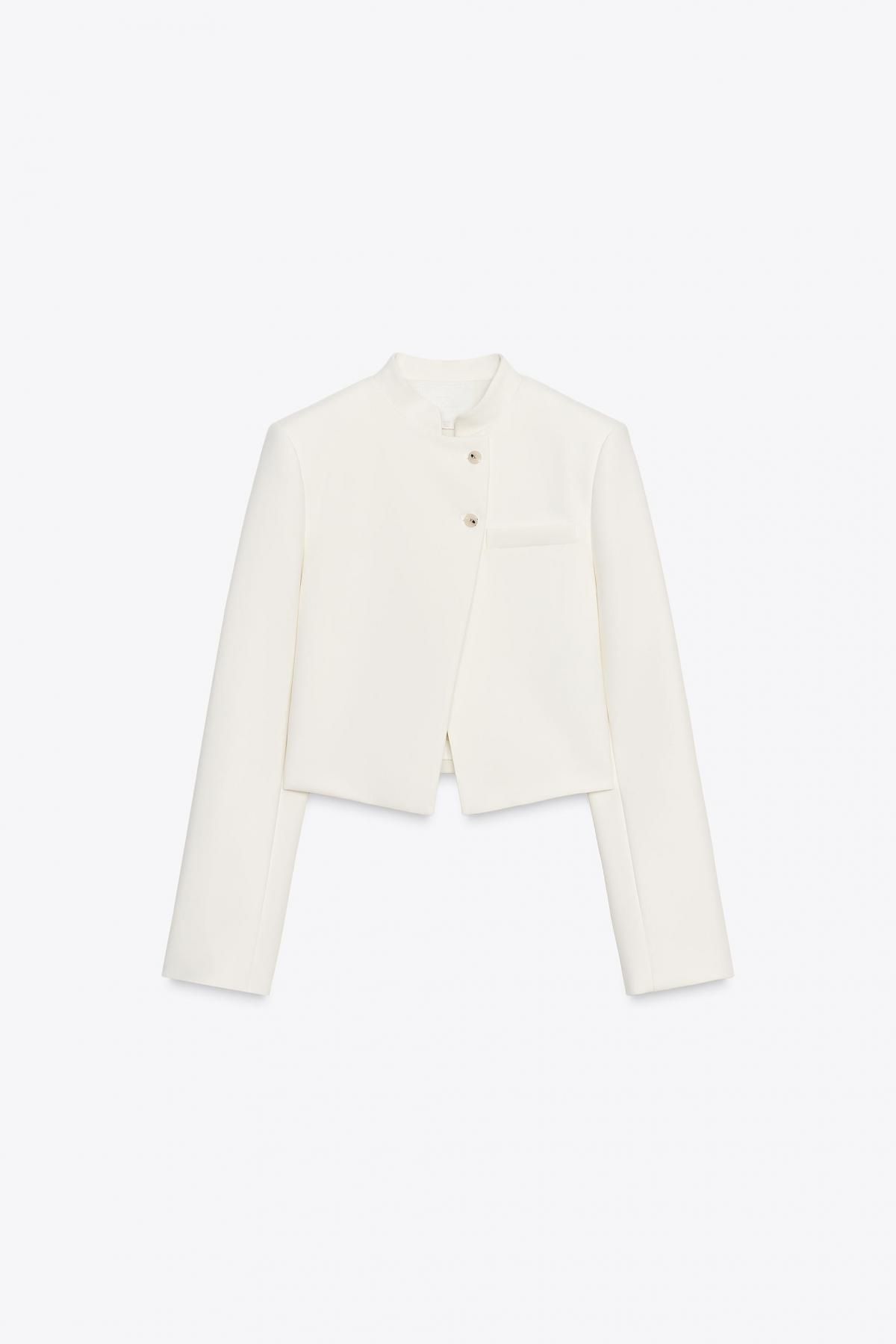 자라 크롭 테일러드 스탠드카라 블레이저 5247/841 OYSTER-WHITE - 메인 이미지