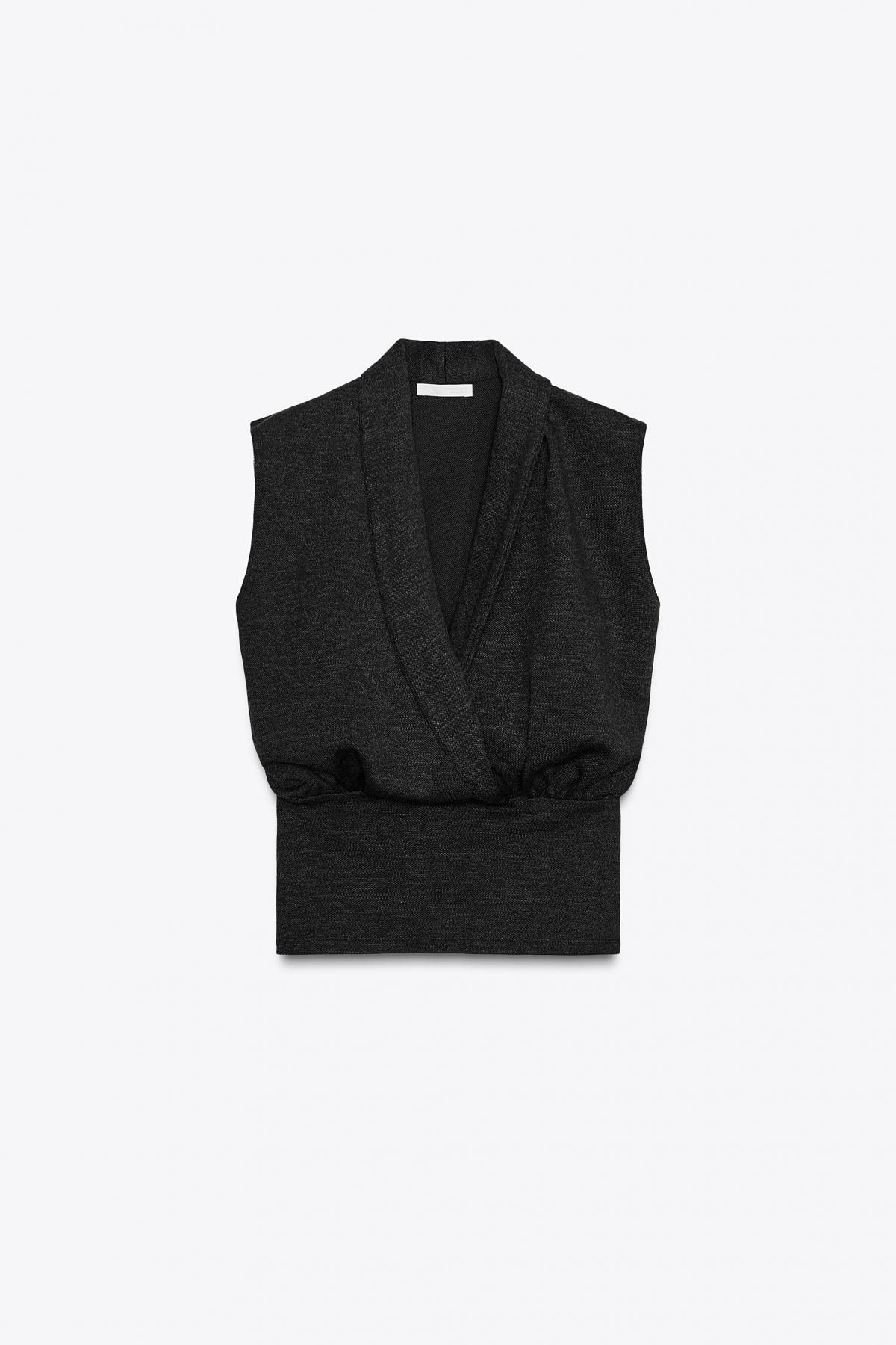 자라 테크니컬 크로스 피케 민소매 탑 5067/164 DARK ANTHRACITE - 메인 이미지