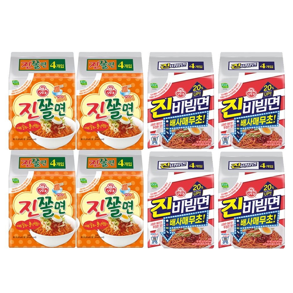 [4+4] 오뚜기 진비빔면/진쫄면/메밀비빔면/콩국수라면/냉모밀/함흥비빔면/진라면매운맛/진라면순한맛/열라면/오동통면/스낵면/짜슐랭