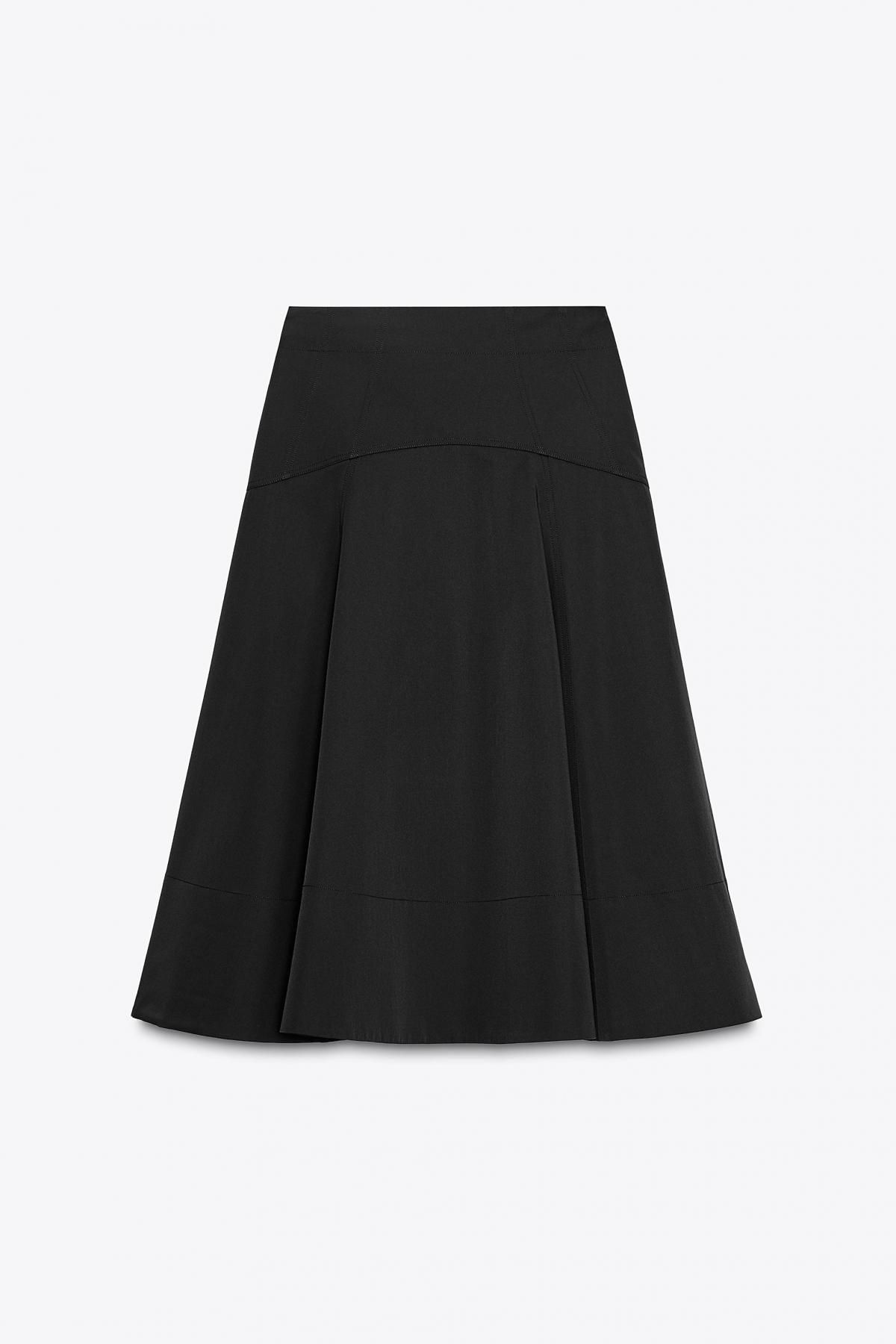 자라 모던 플레어 미디 벨트 스커트 8592/464 BLACK - 메인 이미지