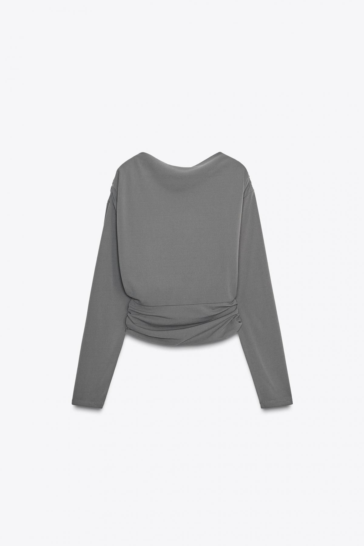 자라 드레이프 백 쥬얼체인 니트 탑 4772/121 GREY - 메인 이미지