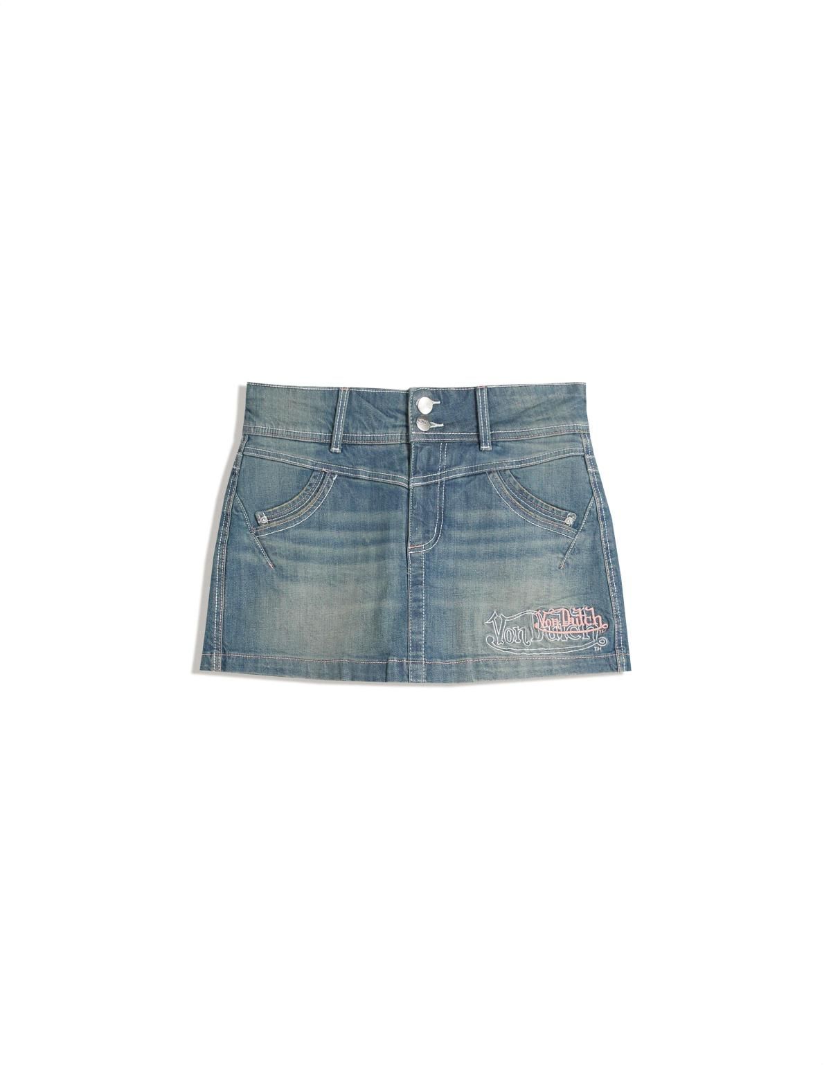 버쉬카 자수 본더치 미니 데님 스커트 팬츠 6235/210 LIGHT BLUE - 상품 이미지
