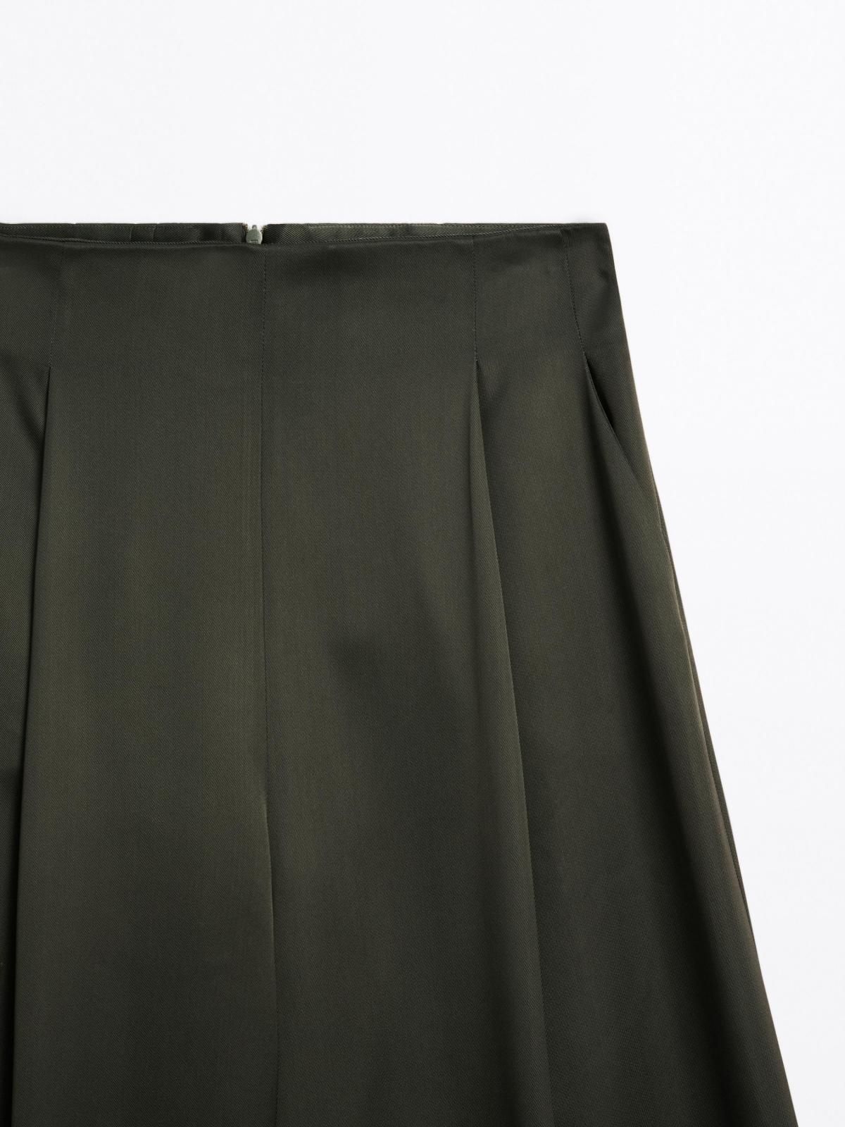 마시모두띠 새틴 테크니컬 와이드 팬츠 9174/952 DARK GREEN - 상세 이미지 4