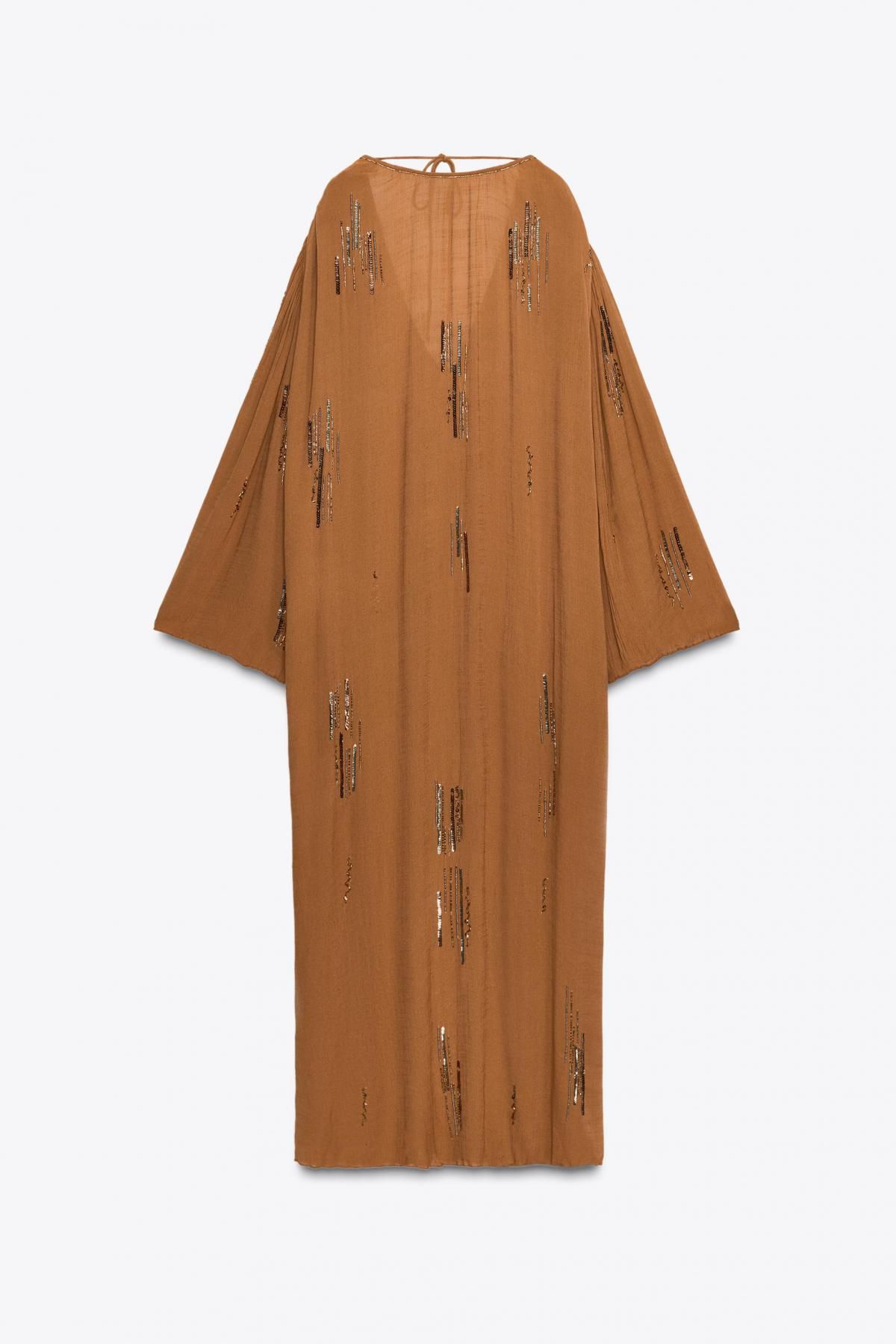 자라 비즈 장식 롱 니트 원피스 7521/271 OCHRE - 메인 이미지