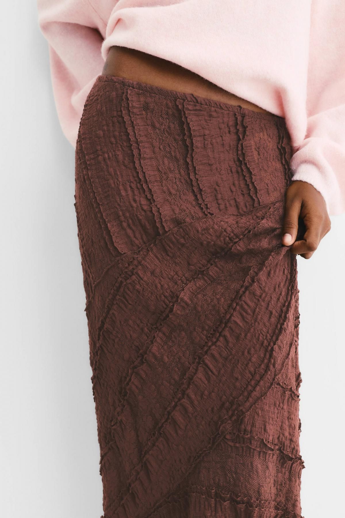 풀앤베어 엘라스틱 레이스 롱 스커트 7400/344 BROWN - 상세 이미지 4