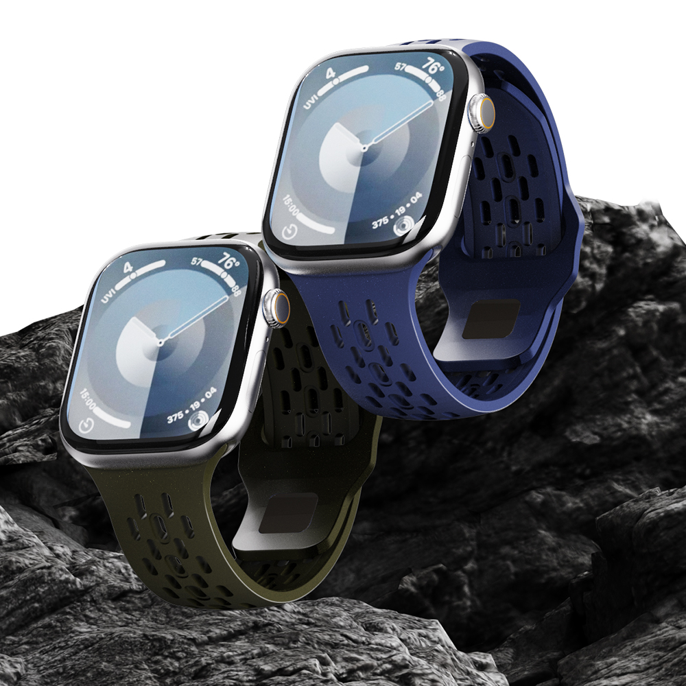 애플워치 SE3 SE 11 스트랩 실리콘 메쉬 밴드 42/44/45/46/49MM, 다크그레이 이미지 6