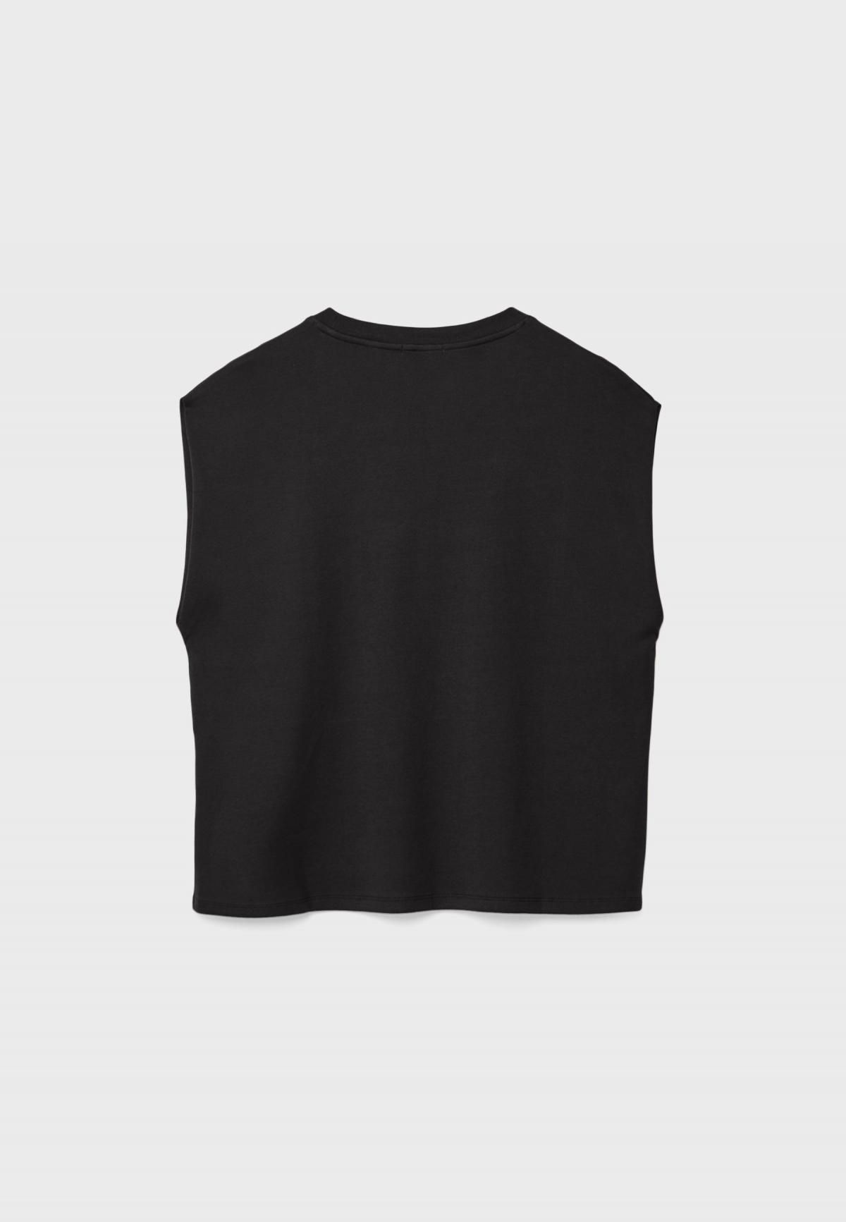 스트라디바리우스 블랙 베이직 루즈핏 크롭 민소매 티셔츠 6551/125 BLACK - 상세 이미지 3