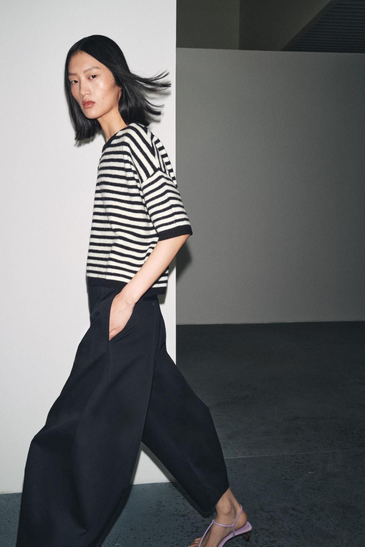 자라 스트라이프 울 라운드넥 반팔 니트 스웨터 2893/120 STRIPED - 상세 이미지 5