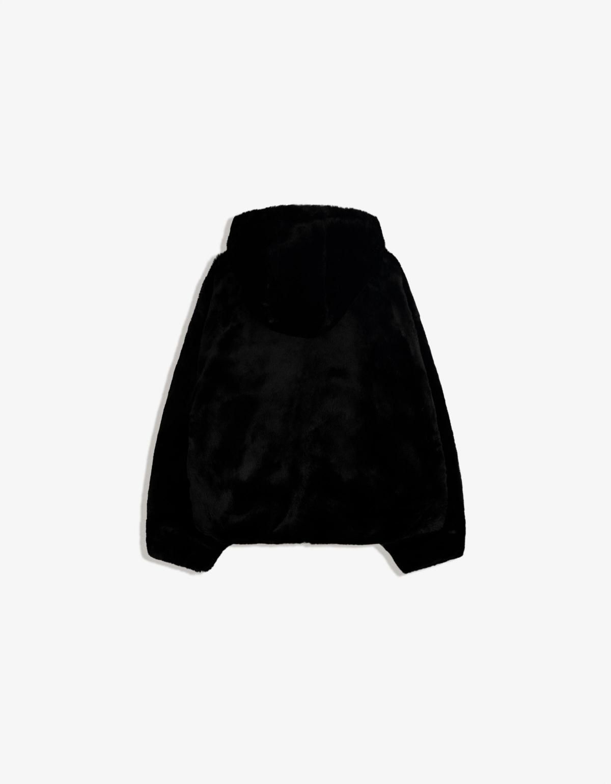 버쉬카 페이크퍼 후드 집업 퍼 자켓 6604/718 BLACK - 상세 이미지 2