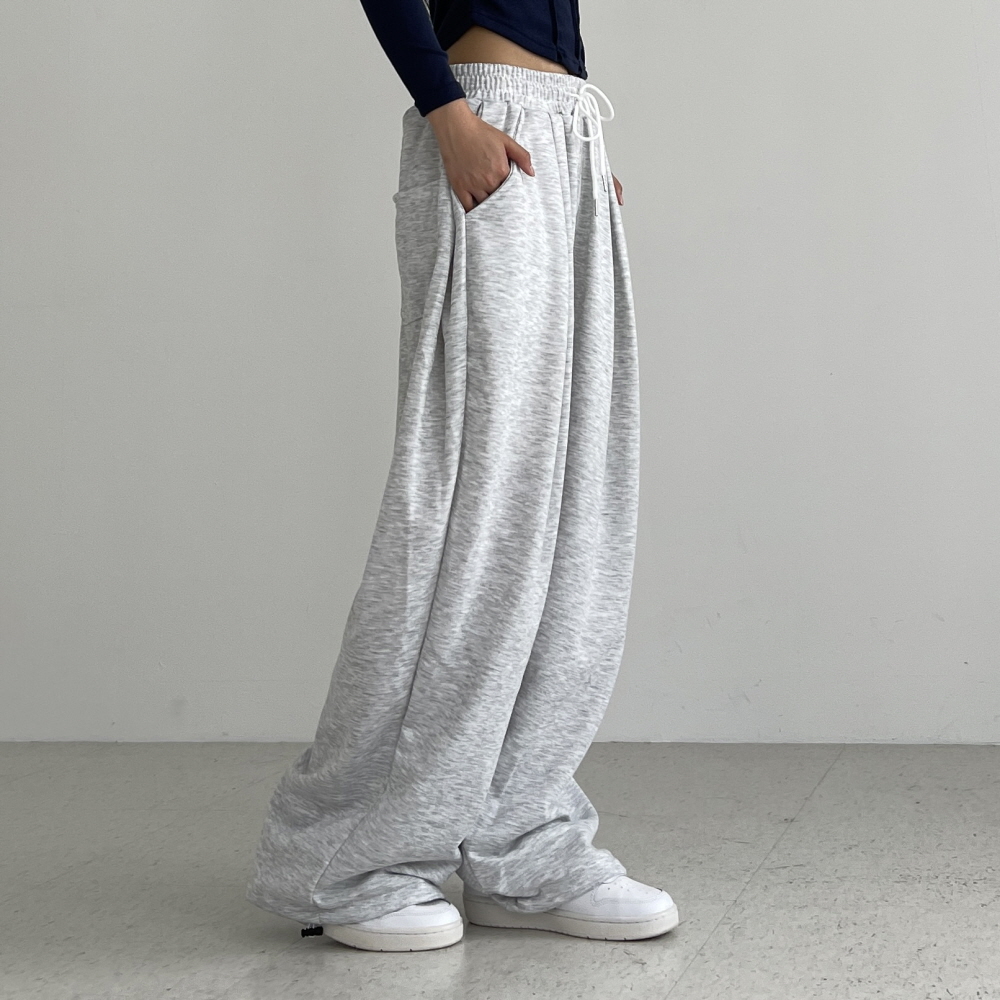 핀턱와이드팬츠 여성 밴딩 스트링 조거 봄 가을 벌룬핏 통바지 핀턱플로우밴딩팬츠 - 상세 이미지 2