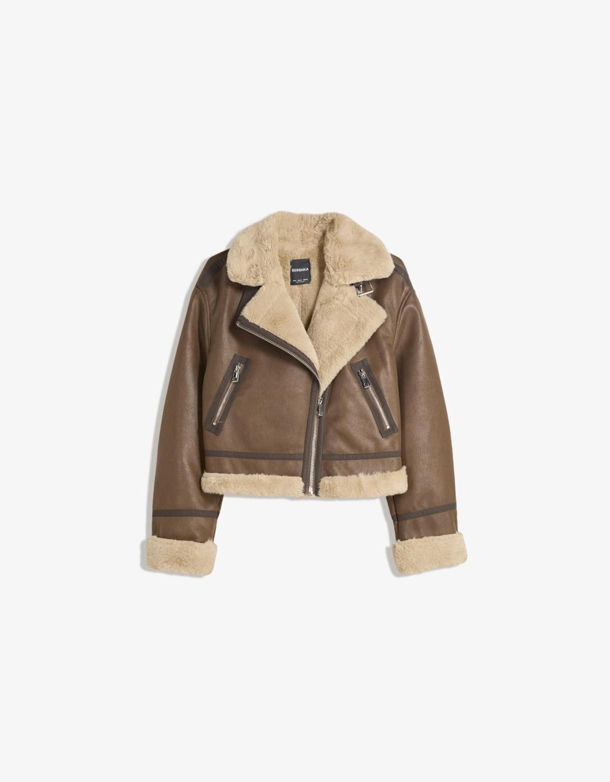 버쉬카 무스탕 더블페이스 크롭 재킷 6603/730 BROWN - 상품 이미지