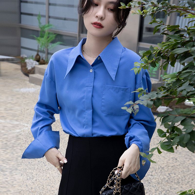 여성 루즈핏 긴팔 셔츠 구김없는 링클프리 레이어드 아우터 스타일링 데일리 캐주얼 셔츠 다양한 활용성 스트라이프 블라우스 여성의류 - 상세 이미지 4