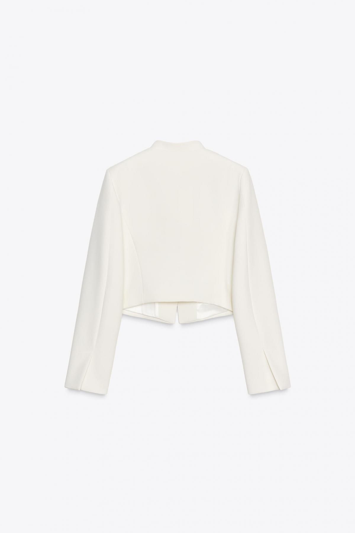 자라 크롭 테일러드 스탠드카라 블레이저 5247/841 OYSTER-WHITE - 상세 이미지 5