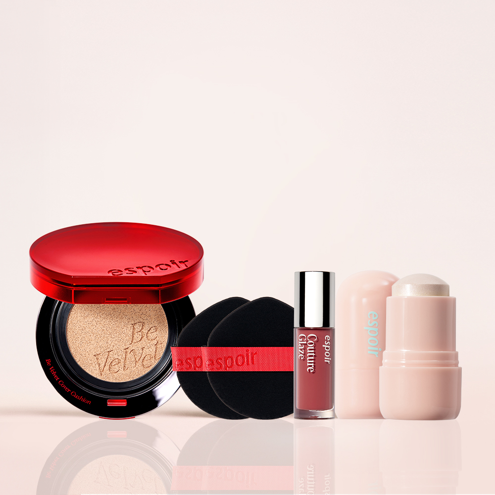 에스쁘아 NEW 비벨벳 커버쿠션13g SPF42 PA++ (스틱 래디언스 미니 + 미니 틴트 #진저 피치 + 추가 퍼프 1p) - 메인 이미지