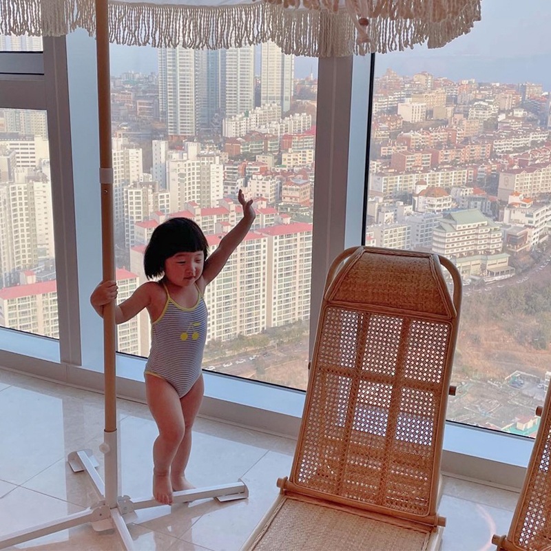 라탄 접이식 휴대용 스툴 인테리어 야외 썬베드 배란다 야외용 - 상세 이미지 4