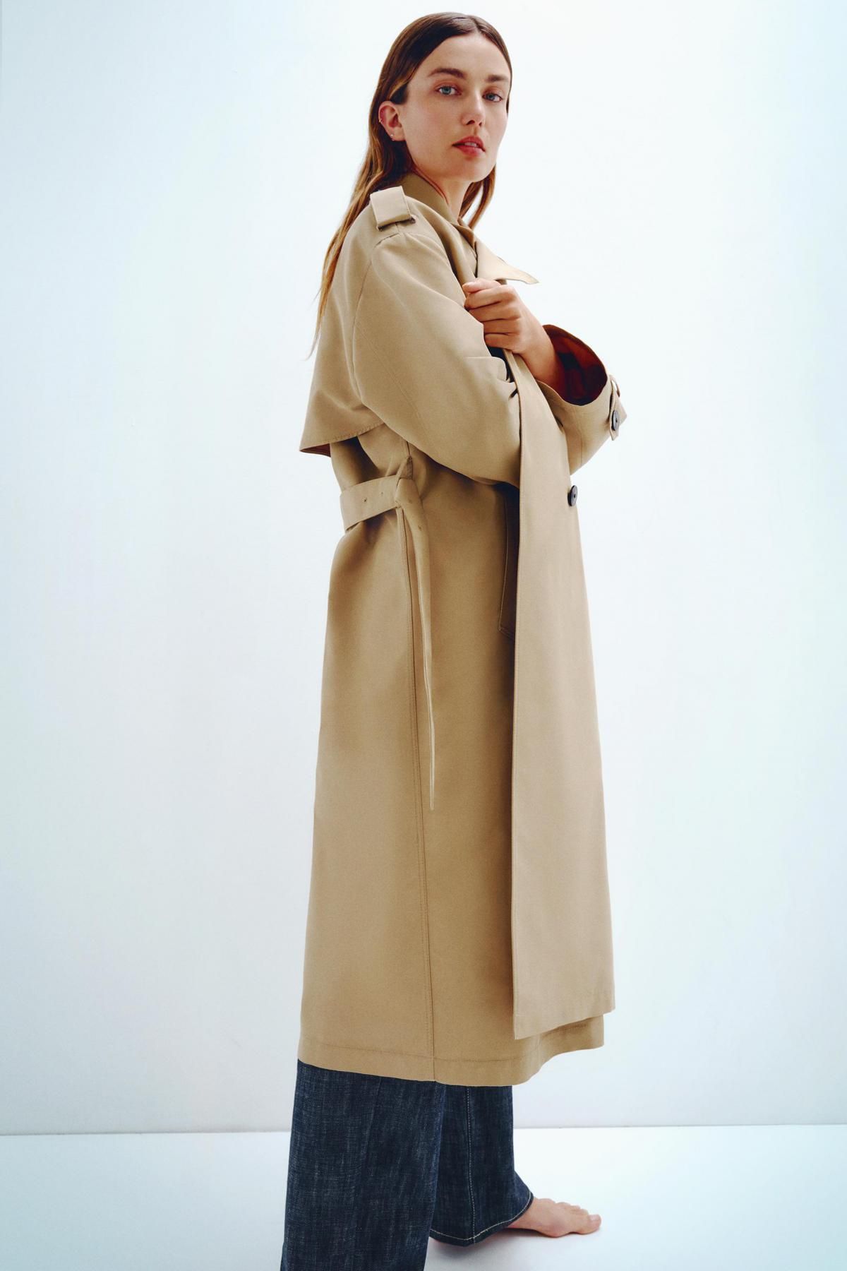 자라 클래식 더블브레스트 벨트 롱 트렌치코트 2358/474 LIGHT CAMEL - 상세 이미지 3