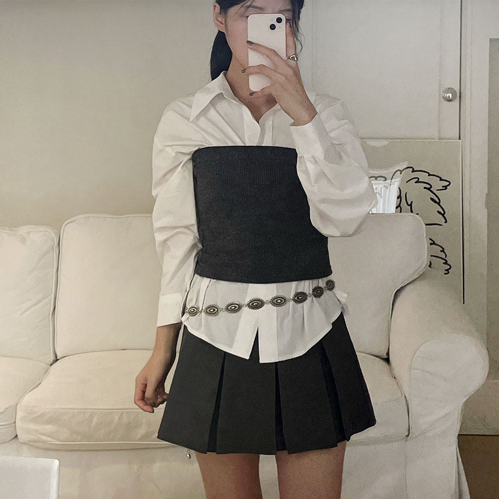뷔스티에탑 여성 니트베스트 뷔스티에니트조끼 다크그레이, FREE(One size) 이미지 6