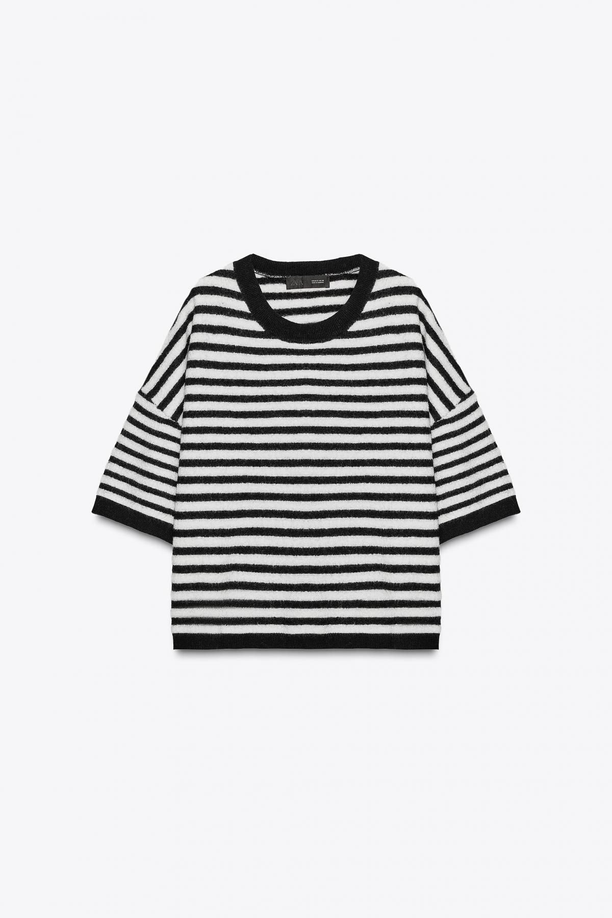 자라 스트라이프 울 라운드넥 반팔 니트 스웨터 2893/120 STRIPED - 상품 이미지