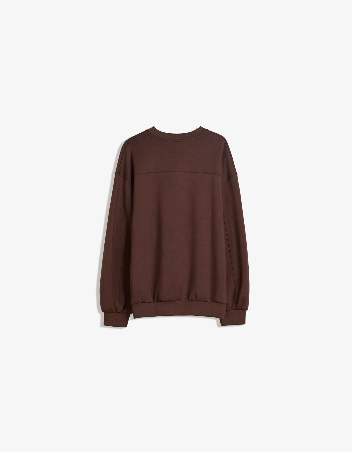 버쉬카 오버핏 소프트 모달 블렌드 라운드넥 맨투맨 7071/727 BROWN - 상세 이미지 2