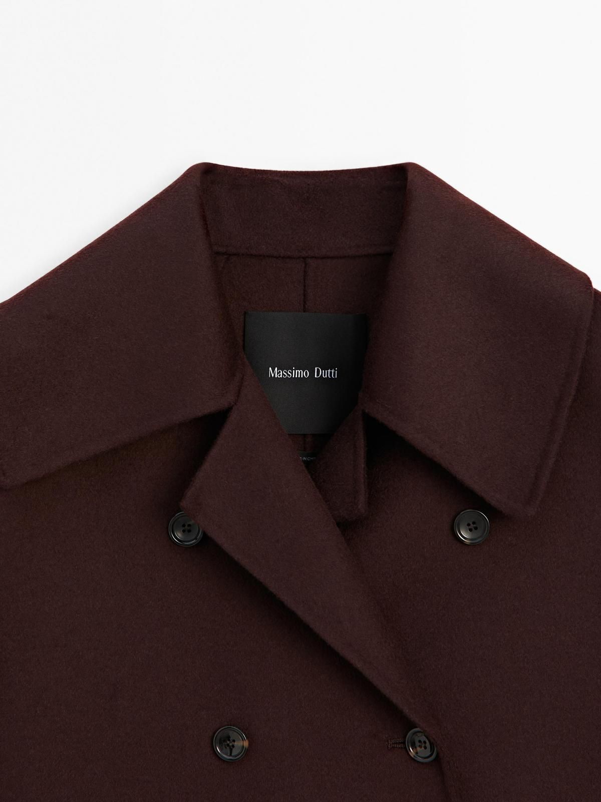 마시모두띠 클래식 울블렌드 더블브레스트 숏 코트 6400/951 DARK MAROON - 상세 이미지 4