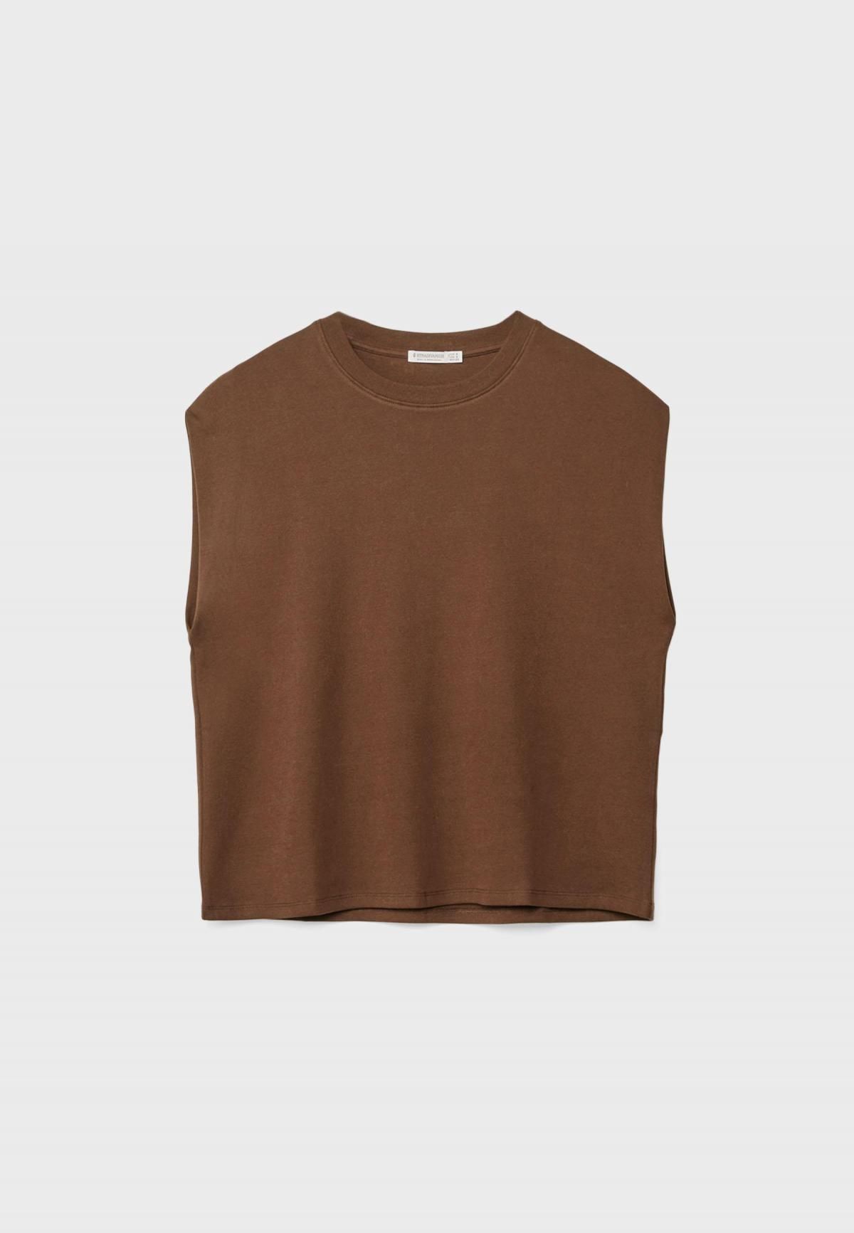 스트라디바리우스 브라운 베이직 루즈핏 민소매 라운드넥 티셔츠 6551/125 BROWN - 메인 이미지