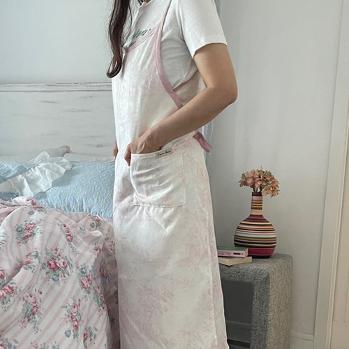 뜨왈 핑크명화 프랜치 랩 롱 앞치마 이미지 7