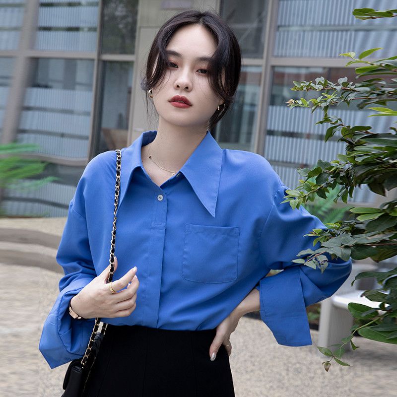 여성 루즈핏 긴팔 셔츠 구김없는 링클프리 레이어드 아우터 스타일링 데일리 캐주얼 셔츠 다양한 활용성 스트라이프 블라우스 여성의류 - 상세 이미지 3