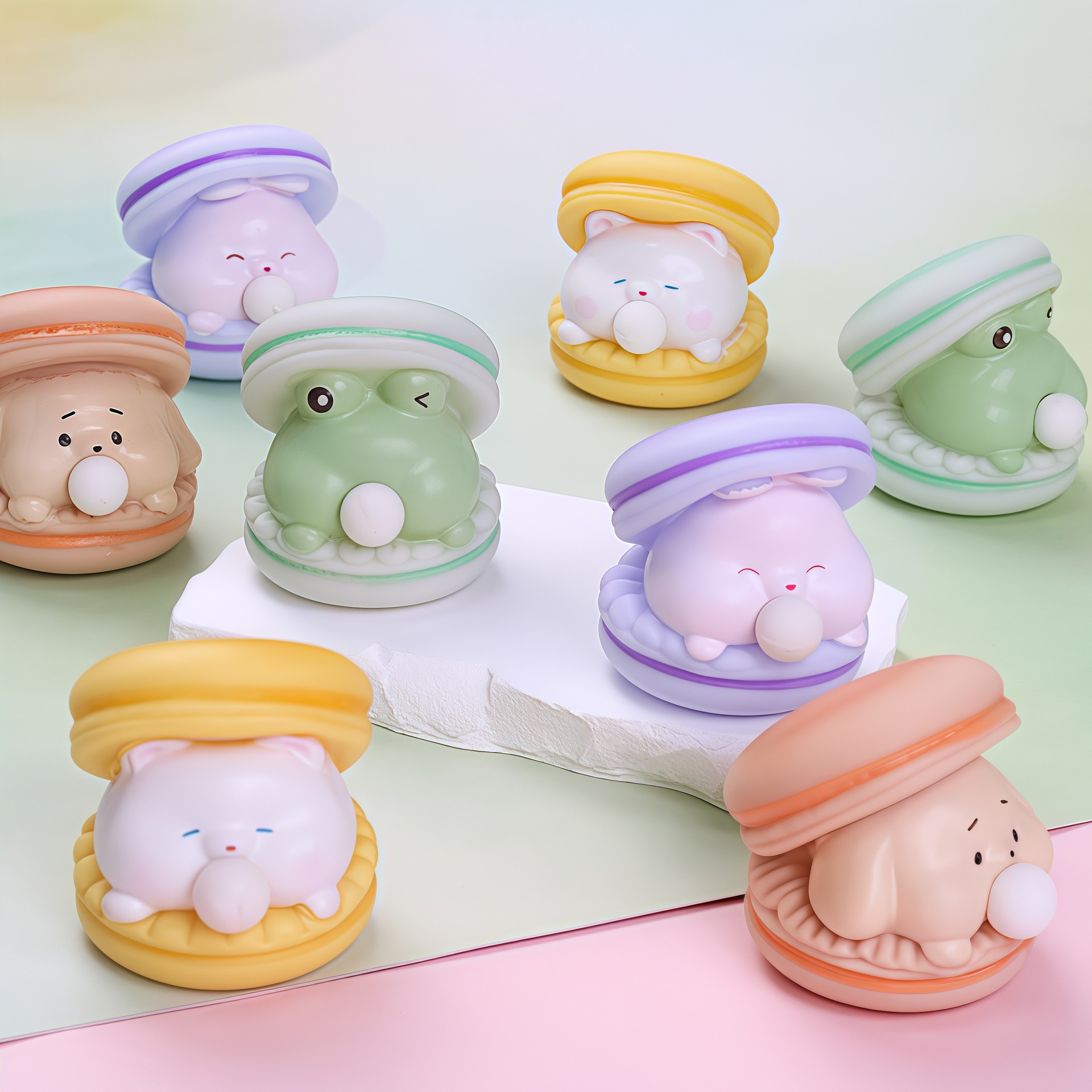 껌씹는 마카롱 버블 동물 캐릭터 스트레스볼 말랑이 모찌 스트레스해소 스퀴시 찐득이 - 상세 이미지 4