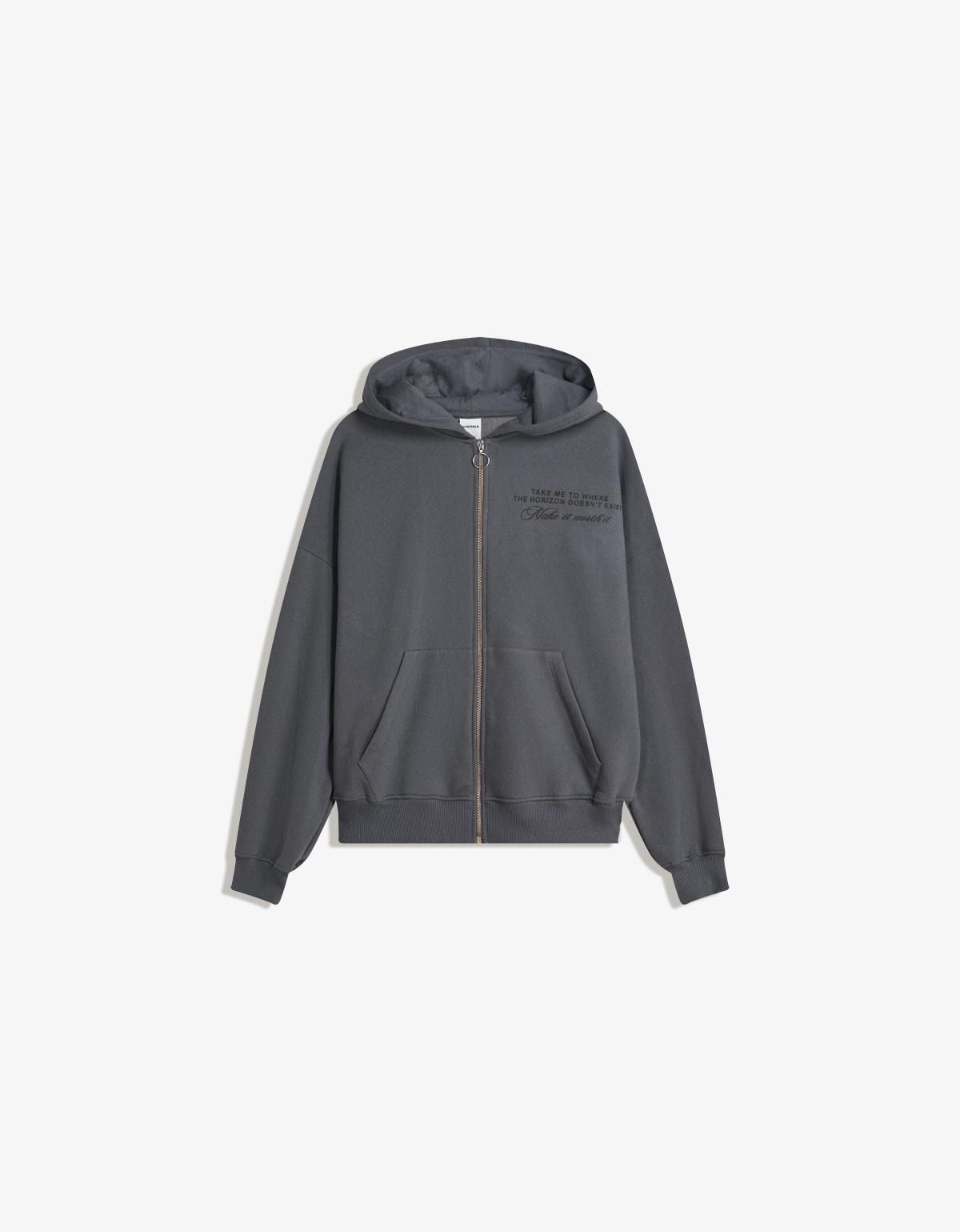 버쉬카 스터드 디테일 그레이 집업 후드티 7174/777 DARK GREY - 상품 이미지