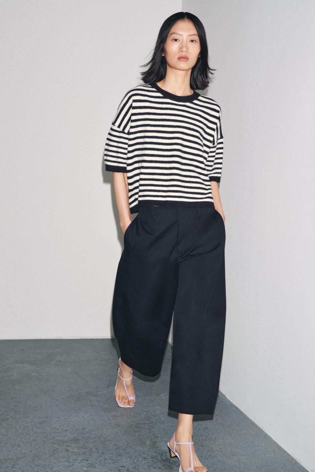 자라 스트라이프 울 라운드넥 반팔 니트 스웨터 2893/120 STRIPED - 상세 이미지 2