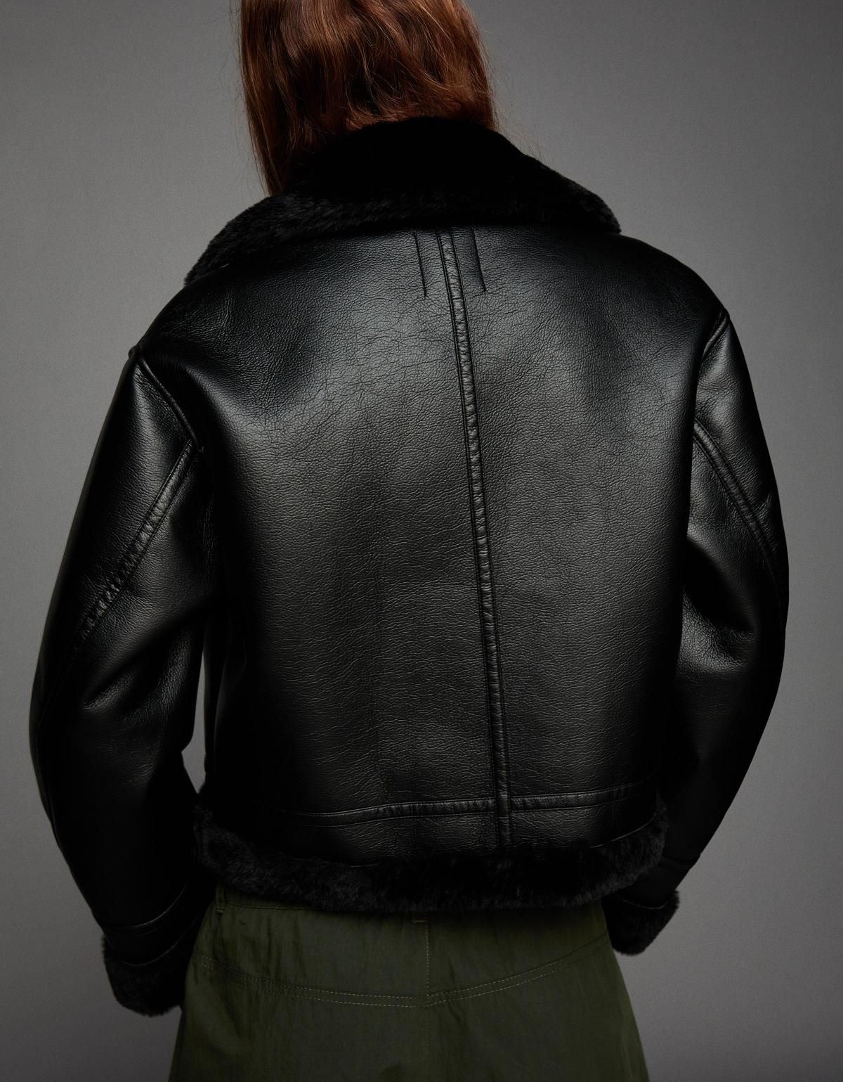 버쉬카 에코레더 무스탕 더블페이스 재킷 6603/730 BLACK - 상세 이미지 2