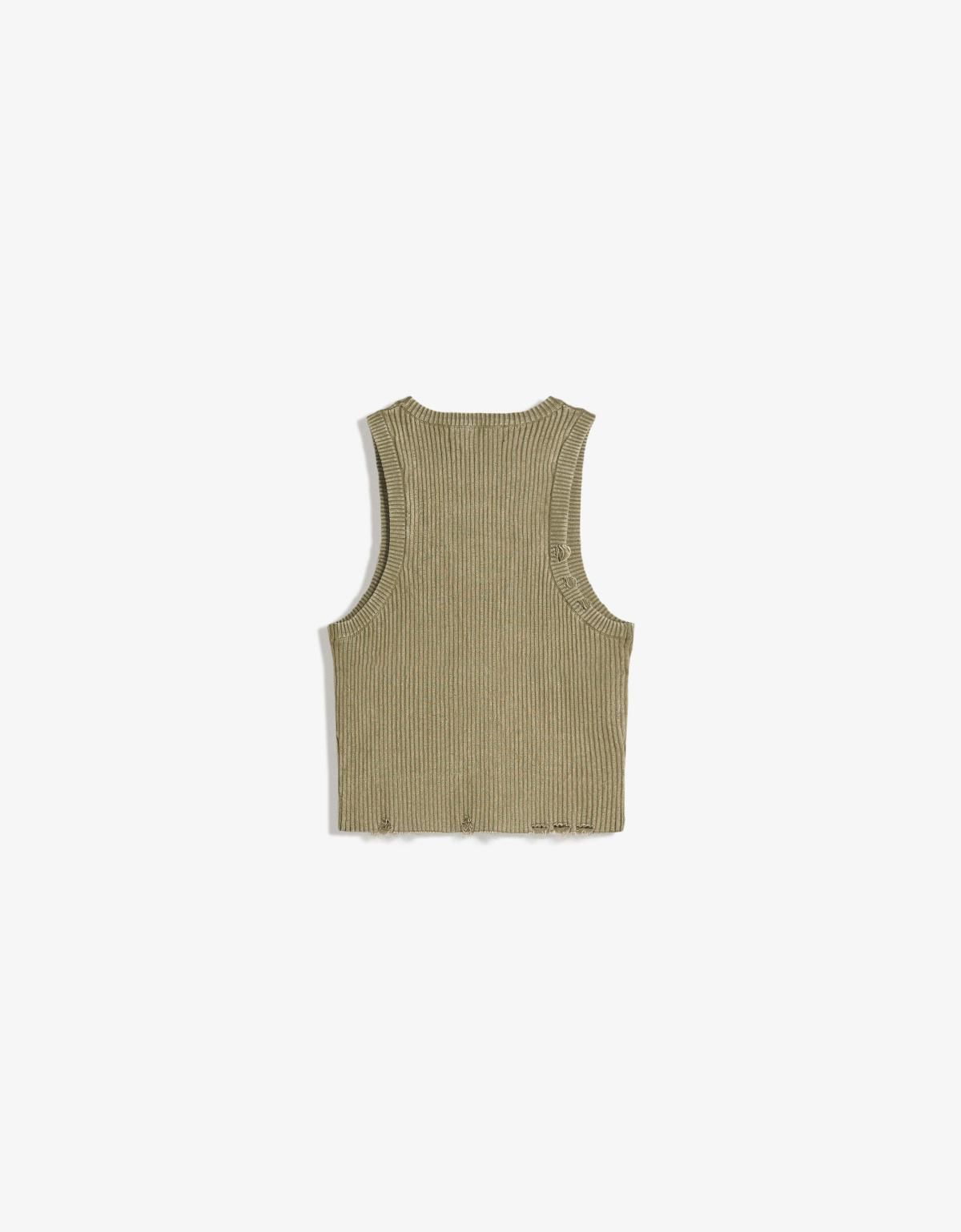 버쉬카 본더치 패치 크롭 민소매 탑 8750/210 KHAKI - 상세 이미지 5