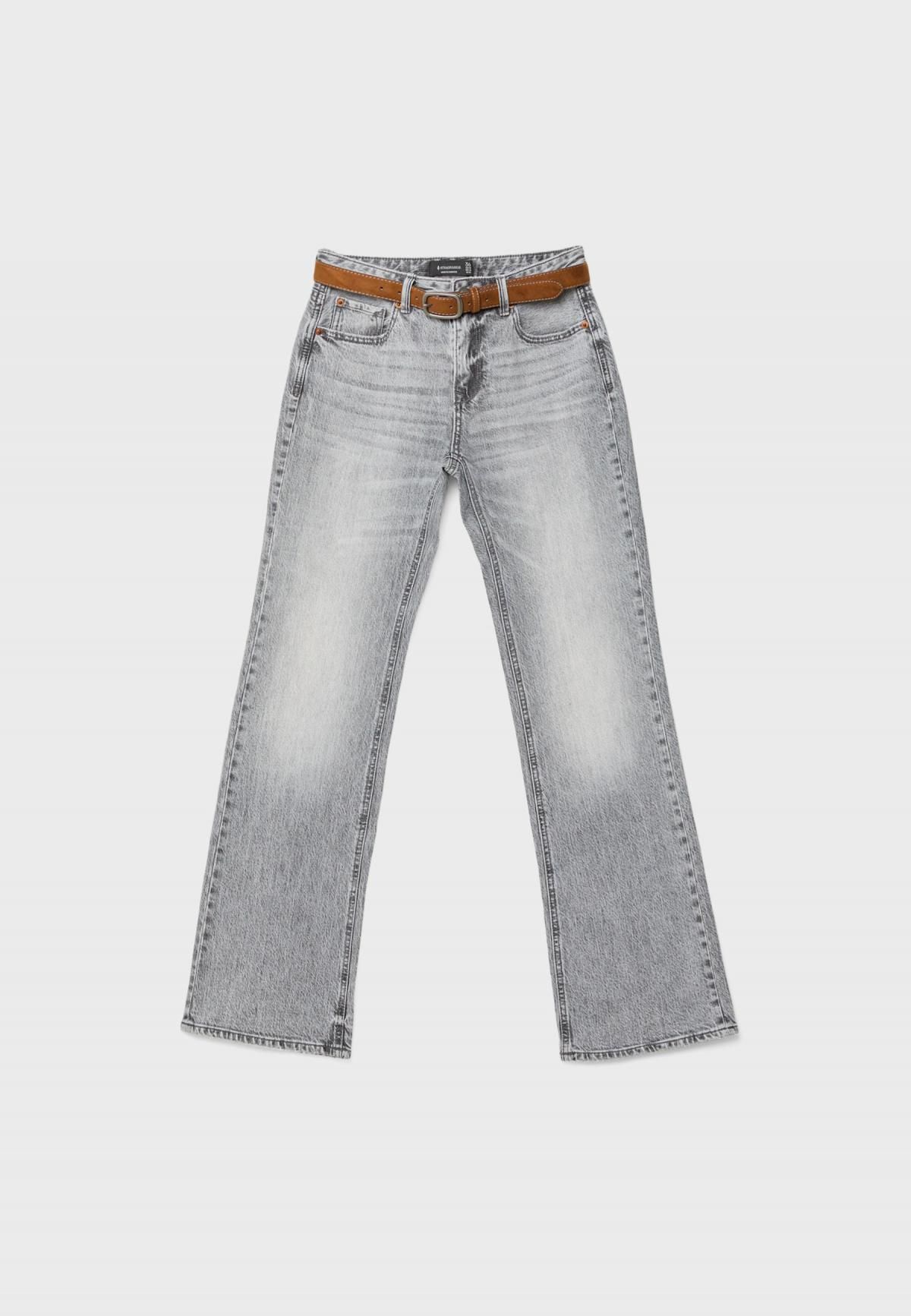 스트라디바리우스 테크니컬 라이트그레이 부츠컷 벨트 청바지 4868/867 LIGHT GREY DENIM WASH - 메인 이미지
