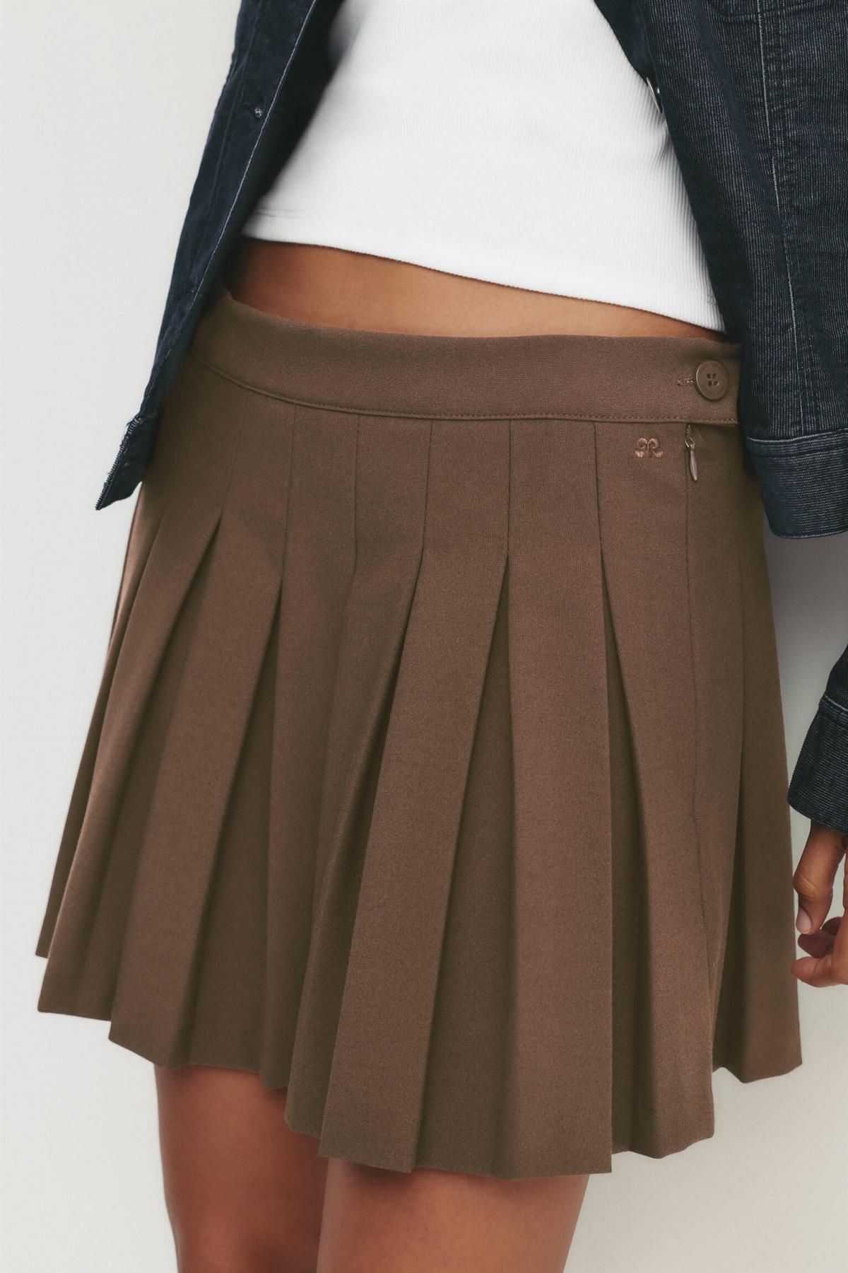 풀앤베어 테크니컬 플리츠 미니 스커트 7400/316 BROWN - 상세 이미지 5