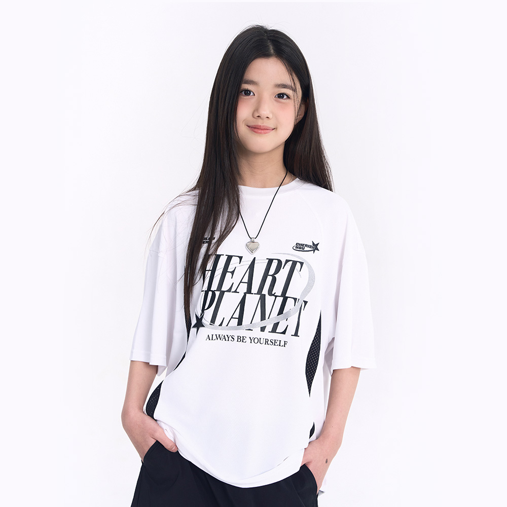 더데이걸 블록코어 곡선 배색 반팔티 TGRA25303 - 상품 이미지
