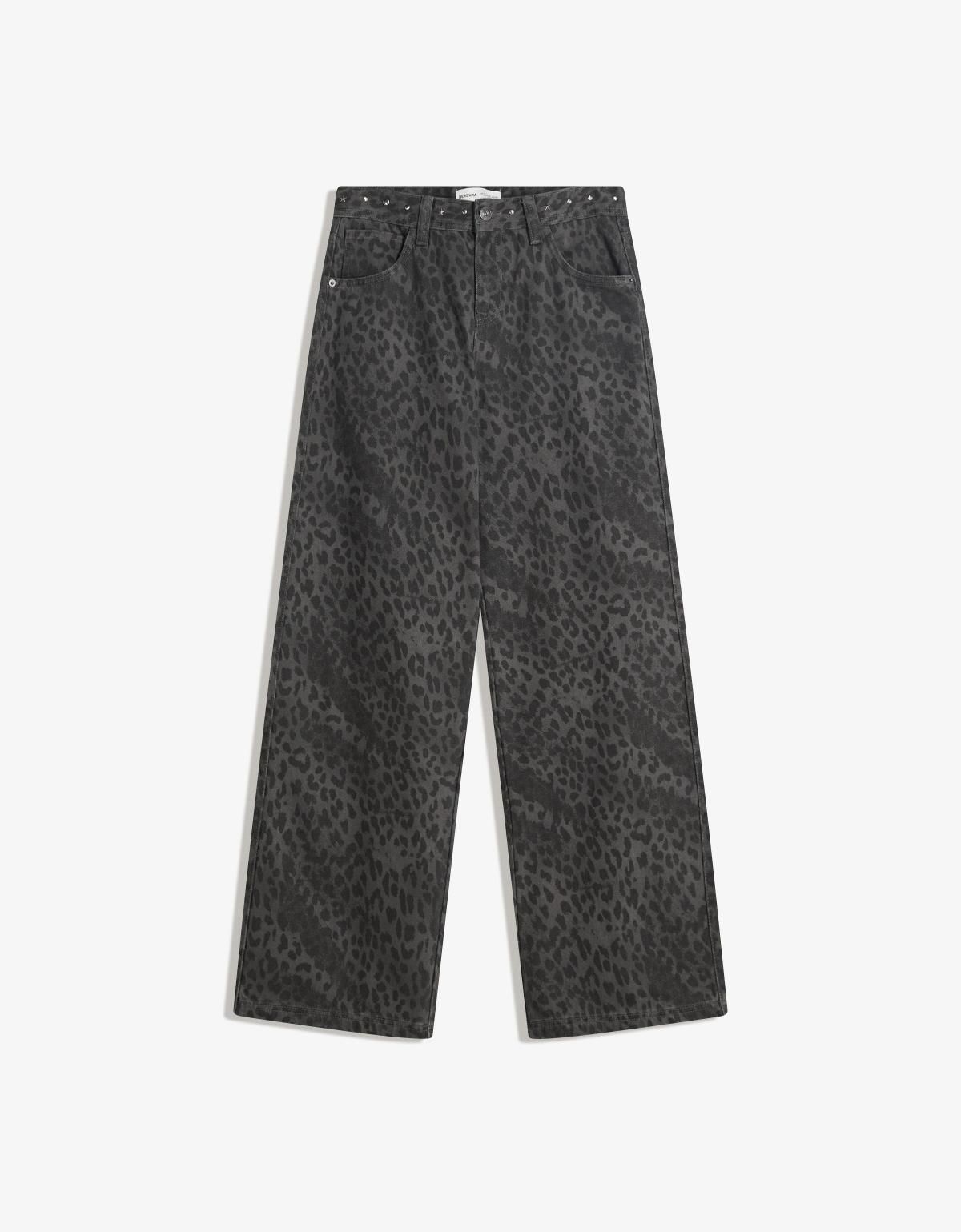 버쉬카 애니멀프린트 스트레이트 스터드 팬츠 5114/388 DARK GREY - 메인 이미지