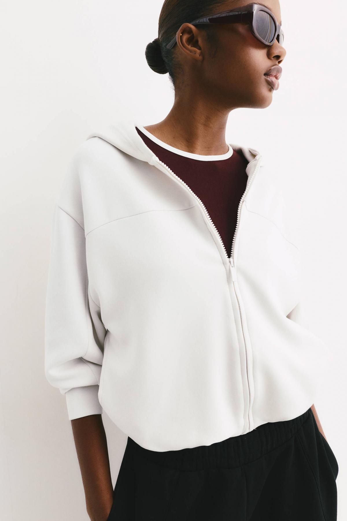 풀앤베어 볼륨핏 집업 화이트 후드티 7560/305 ECRU - 상세 이미지 4