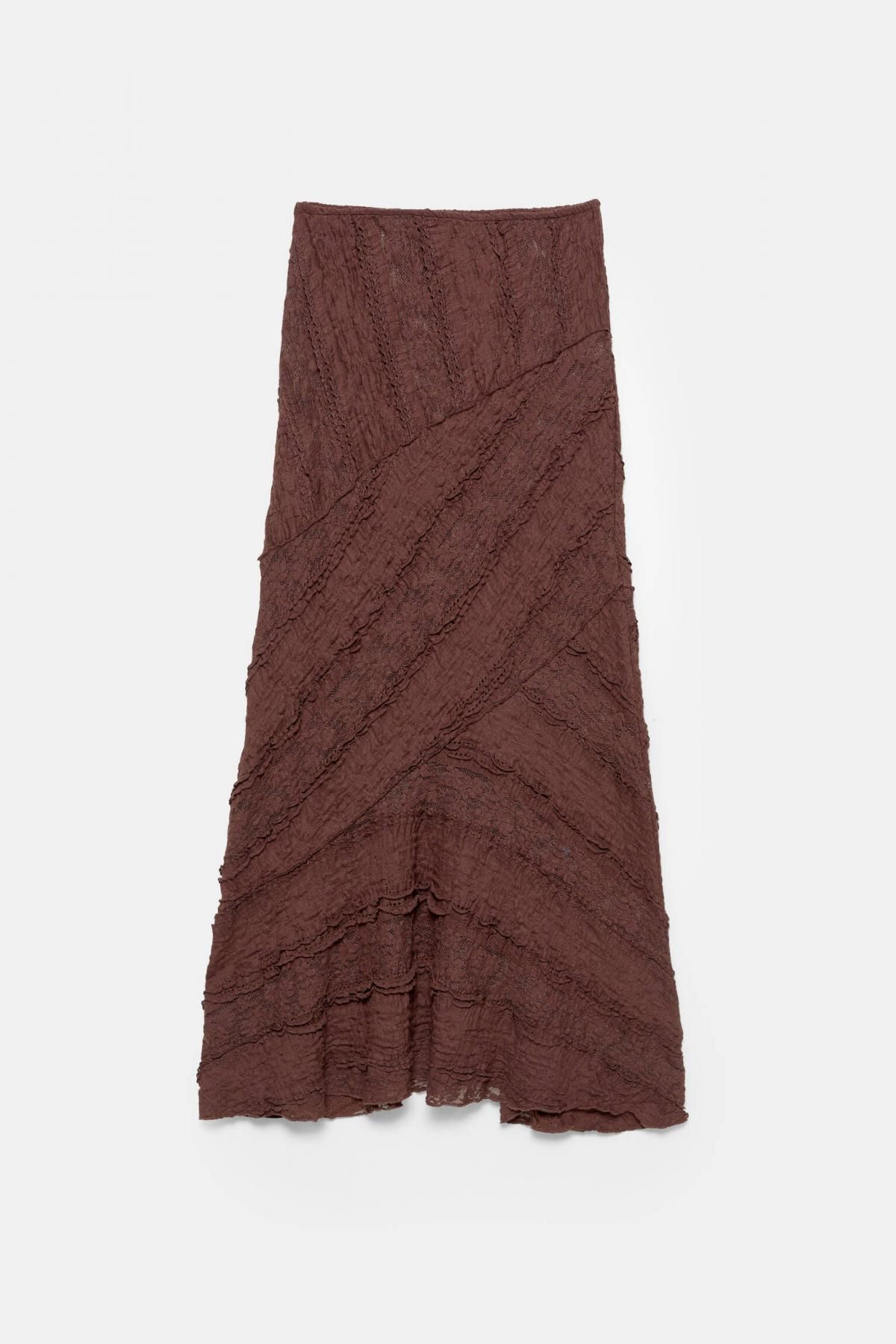 풀앤베어 엘라스틱 레이스 롱 스커트 7400/344 BROWN - 메인 이미지