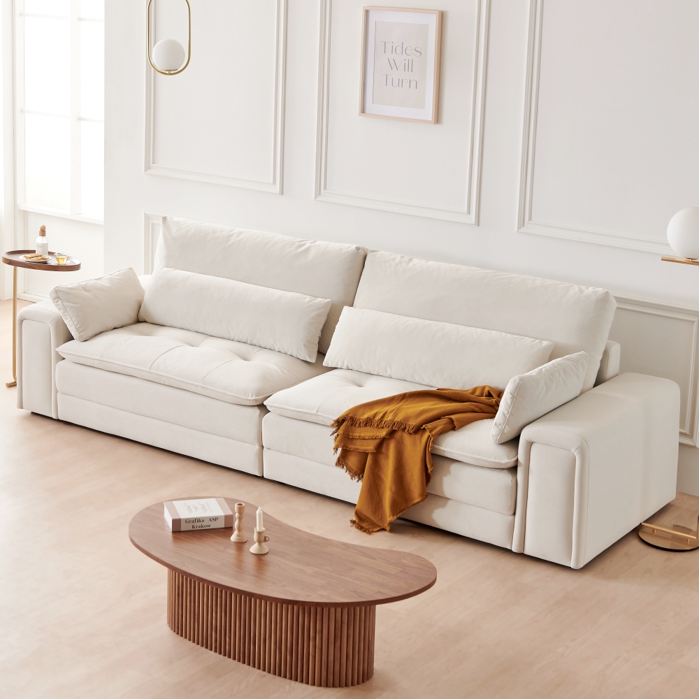 동서가구 클라우드 아쿠아텍스 구스 4인용 패브릭소파 DF924510