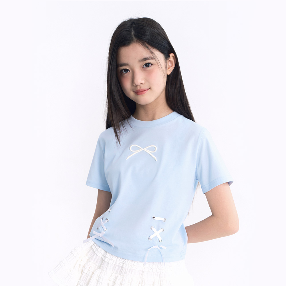 더데이걸 리본 장식 반팔티 TGRA25301 - 상품 이미지