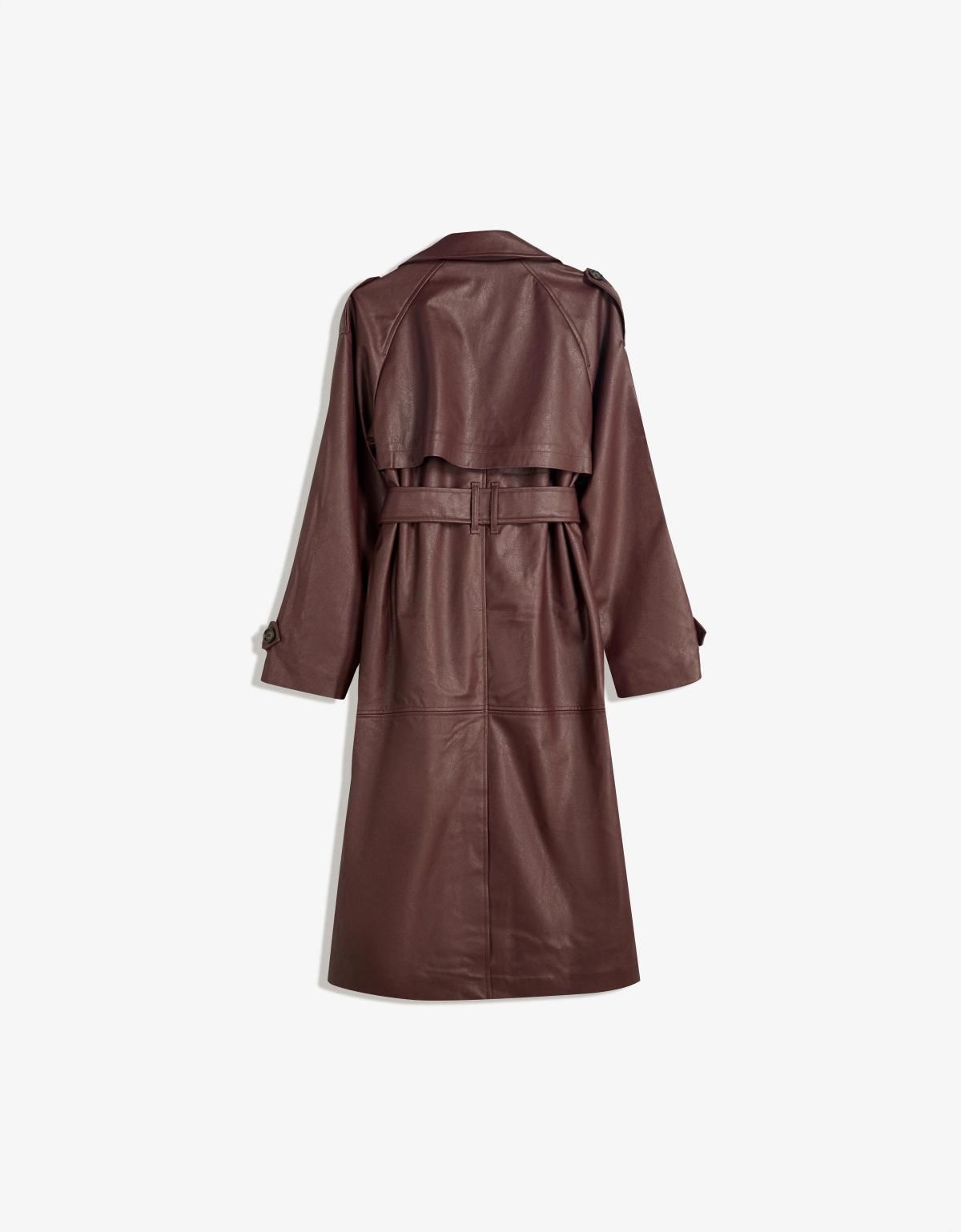 버쉬카 레더 트렌디 롱 트렌치코트 6890/718 MAROON - 상세 이미지 5