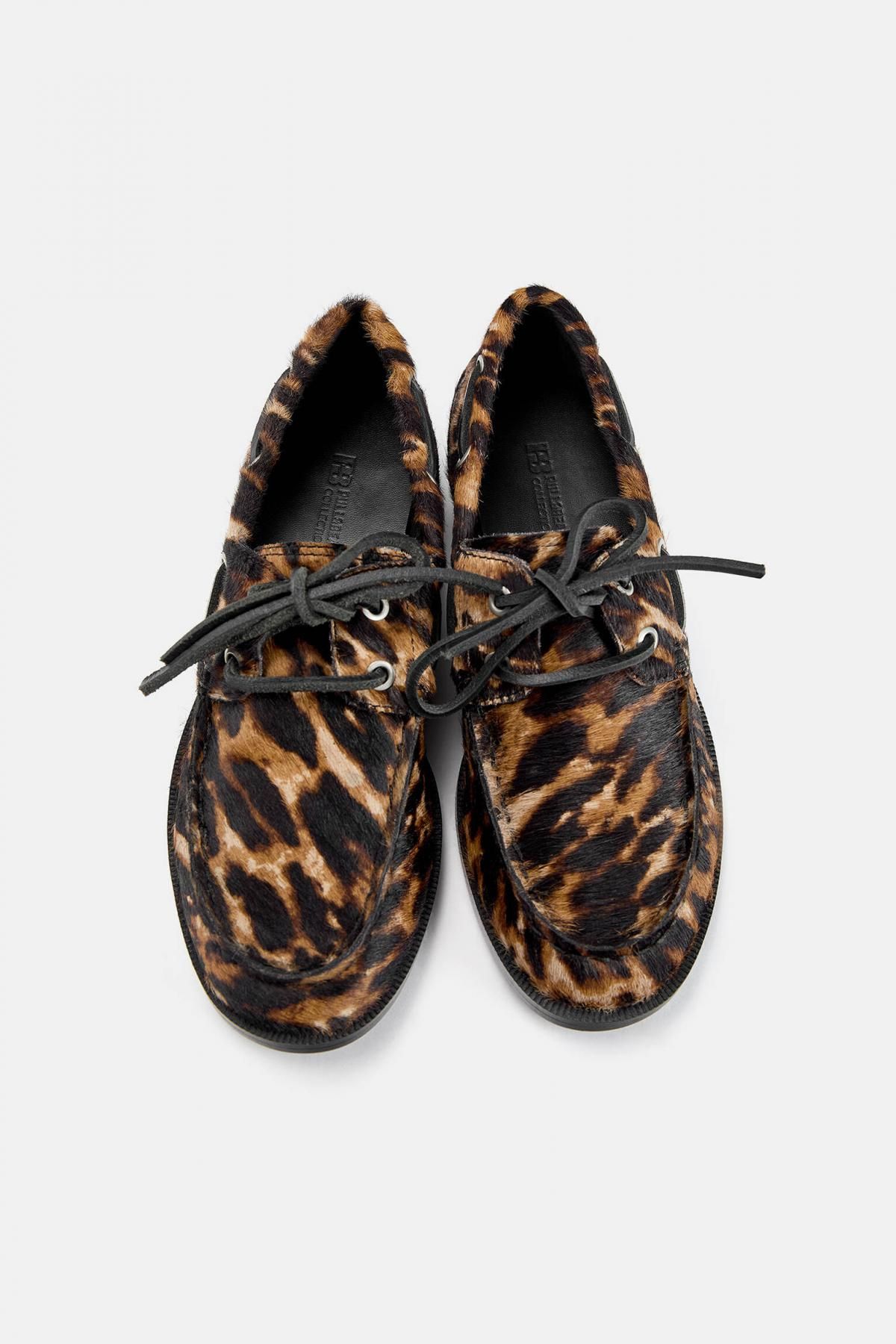 풀앤베어 애니멀 프린트 레더 플랫슈즈 1432/640 LEOPARD - 상세 이미지 5