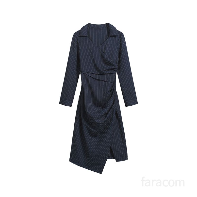 스트라이프 셔츠 원피스 여성용 긴팔 스타일리시한 오피스룩 캐주얼 데일리 자매룩 가을 착용감 좋은 코튼 소재 - 상세 이미지 5