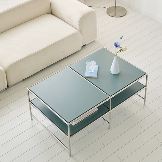 미드센츄리 거실테이블 쇼파탁자 2단 모듈 소파탁자 1000