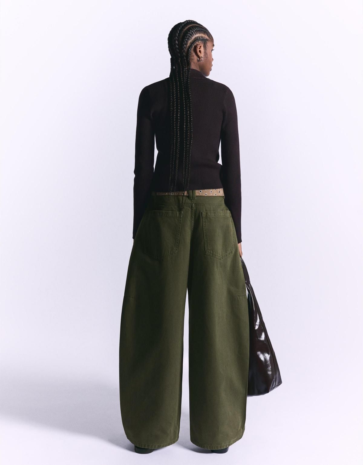 버쉬카 카키 배럴 와이드 팬츠 5092/335 KHAKI - 상세 이미지 5