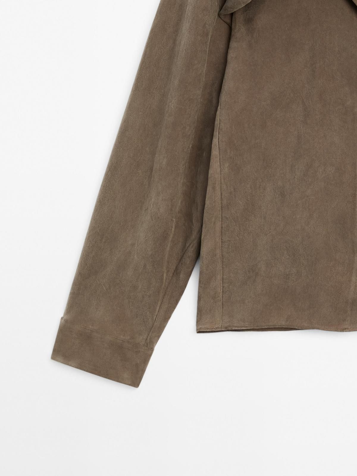 마시모두띠 소프트 스웨이드 타이 브이넥 셔츠 5181/781 BROWN - 상세 이미지 2